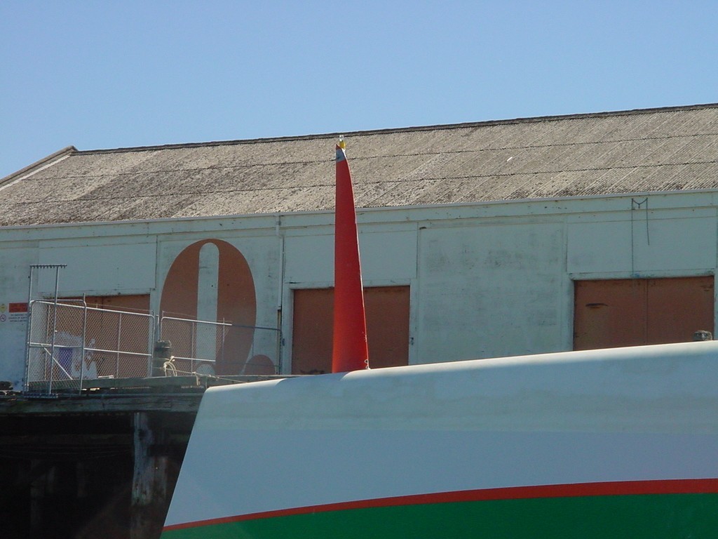 Strobe lights on the rudder – another had been taped to the main centreplate © Martin Balch